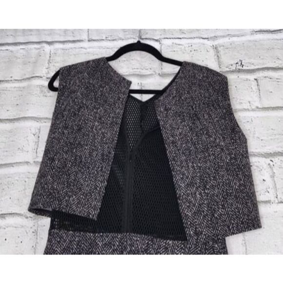 Rebecca Taylor techy Herringbone Point Double-layer Tweed Dress Womens Size 8 - Picture 6 of 8